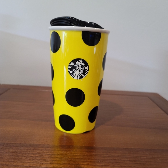 Starbucks 12oz Tumbler in Yellow w/ Black dots - Picture 3 of 8